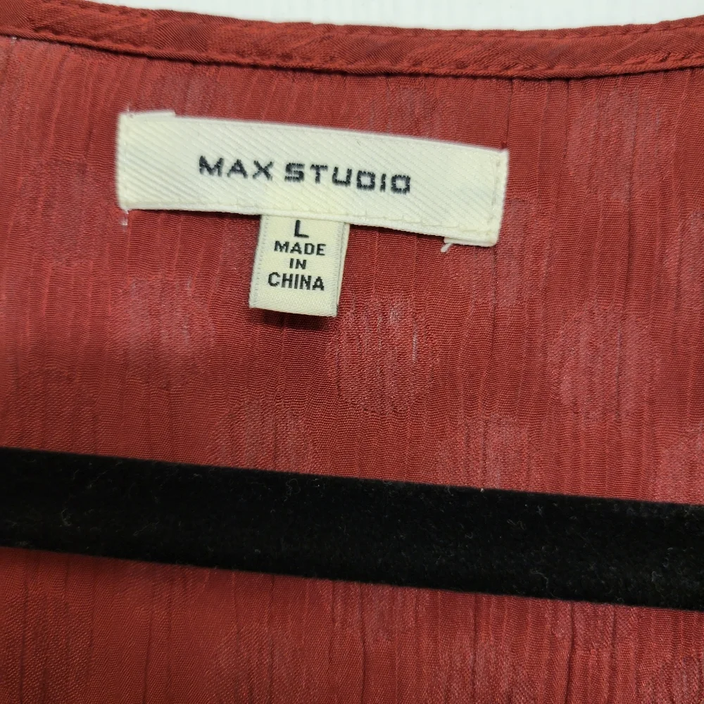 Women's Max Studio Burnt Orange Long Sleeve Flowy Blouse, Size Large - Picture 6 of 16